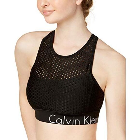 Calvin Klein Performance Mesh Cross Back Medium Support Sports Bra - Picture 2 of 2